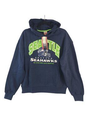 NEW Seattle Seahawks 2013 Super Bowl XLVIII Champions Hoodie Navy Blue Sz XS NFL